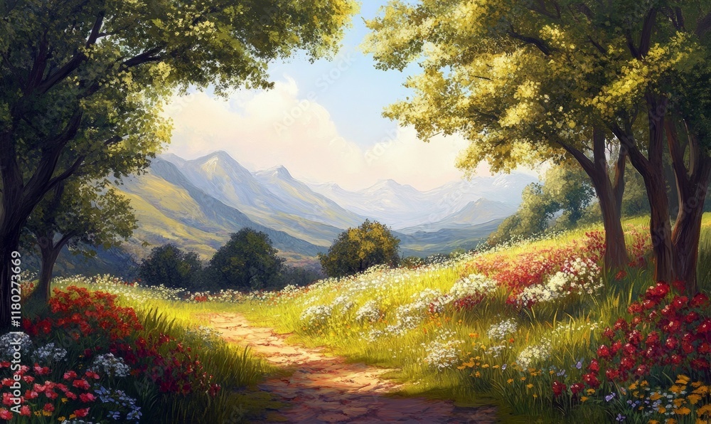 Fototapeta premium Blumenwiese - Hintergrund Panorama - Sommerblumen