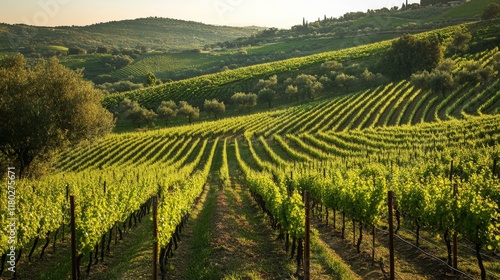 Stunning Vineyard Landscape at Golden Hour