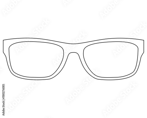 Sunglasses, classic accessory - vector linear image for a sign or logo. Outline. Glasses, drawing for icon or sign	 photo