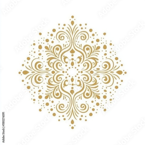 A sophisticated decorative frame combining modern elegance with Eastern aesthetics, featuring a floral golden border and a space for text, ideal for lace decorations on invitations and greeting