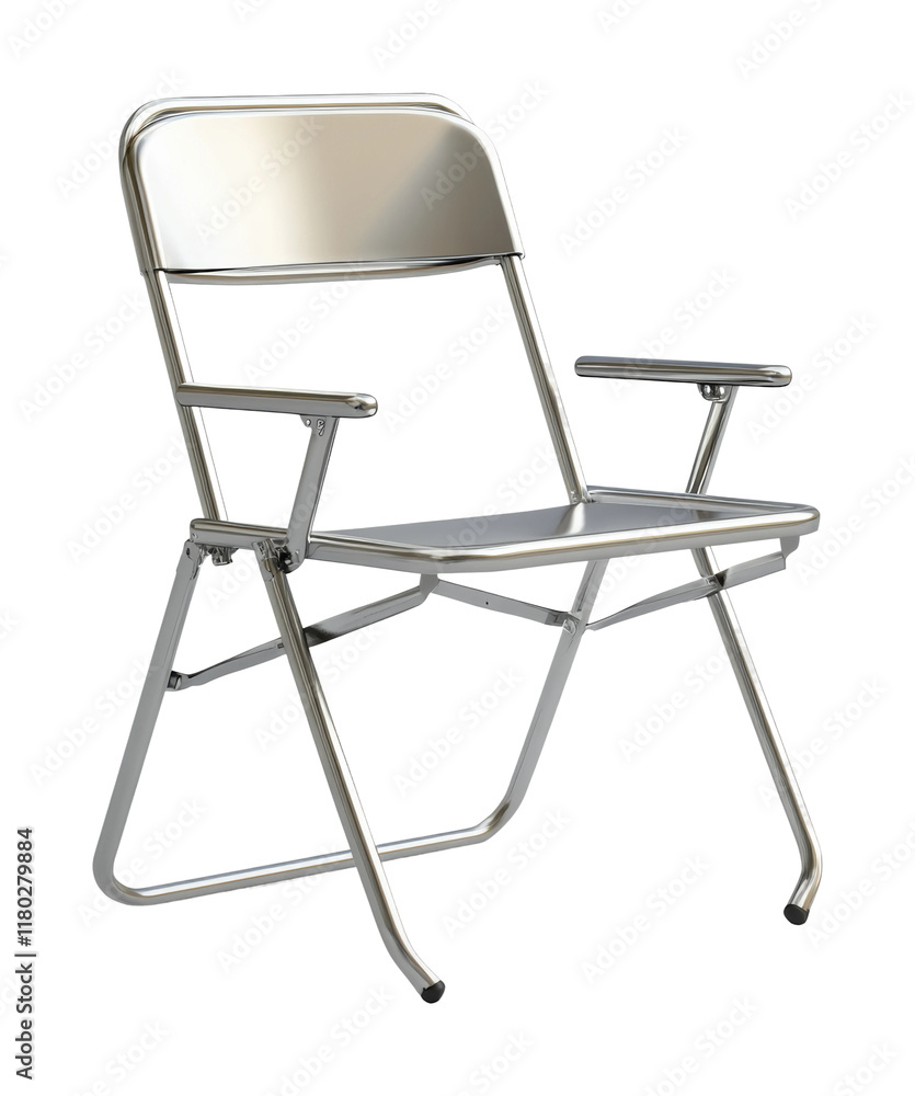 Modern metal folding chair displayed on crisp high fidelity product minimalist design isolated on transparent background png Modern metal folding chair displayed on crisp high fidelity product minimalist design isolated on transparent background png