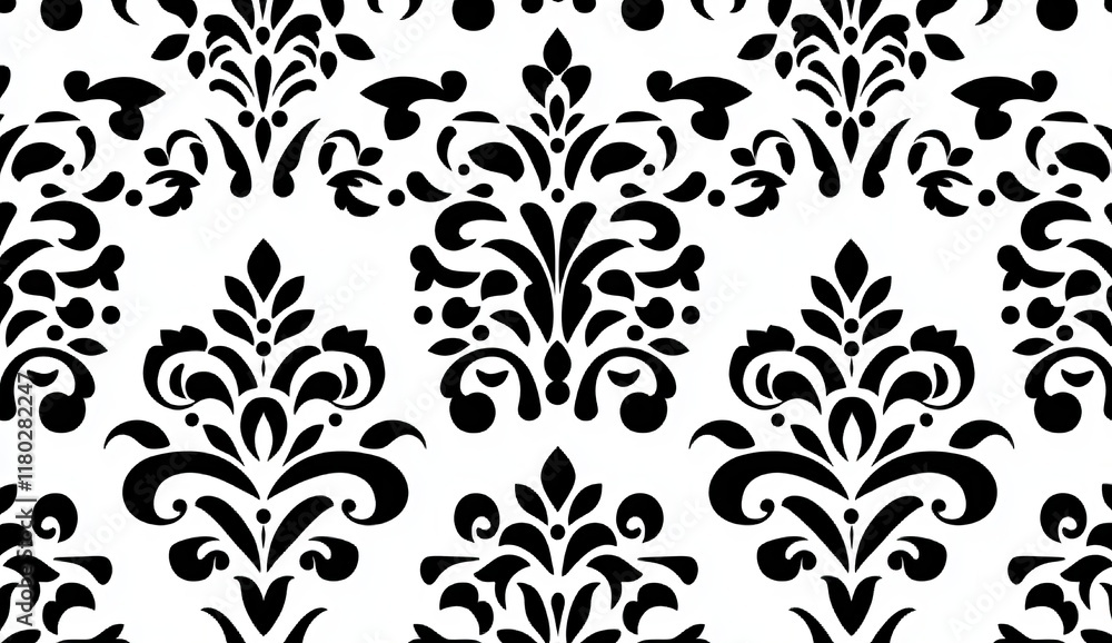 A sleek, modern background adorned with a seamless black and white flower pattern, ideal for fabric, wallpaper, and packaging applications. A sleek, modern background adorned with a seamless black and white flower pattern, ideal for fabric, wallpaper, and packaging applications.