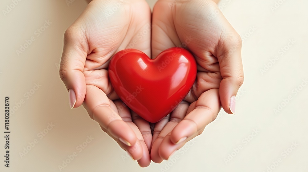 Tender Hands Holding a Red Heart: A Symbol of Love, Care, and Compassion Tender Hands Holding a Red Heart: A Symbol of Love, Care, and Compassion