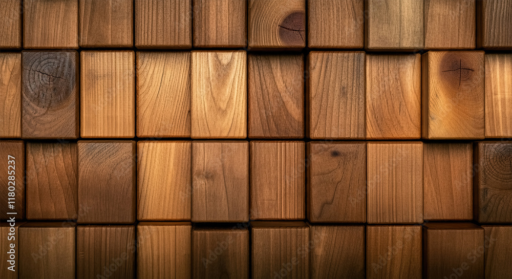 Brown wooden cubes texture background banner panorama Brown wooden cubes texture background banner panorama