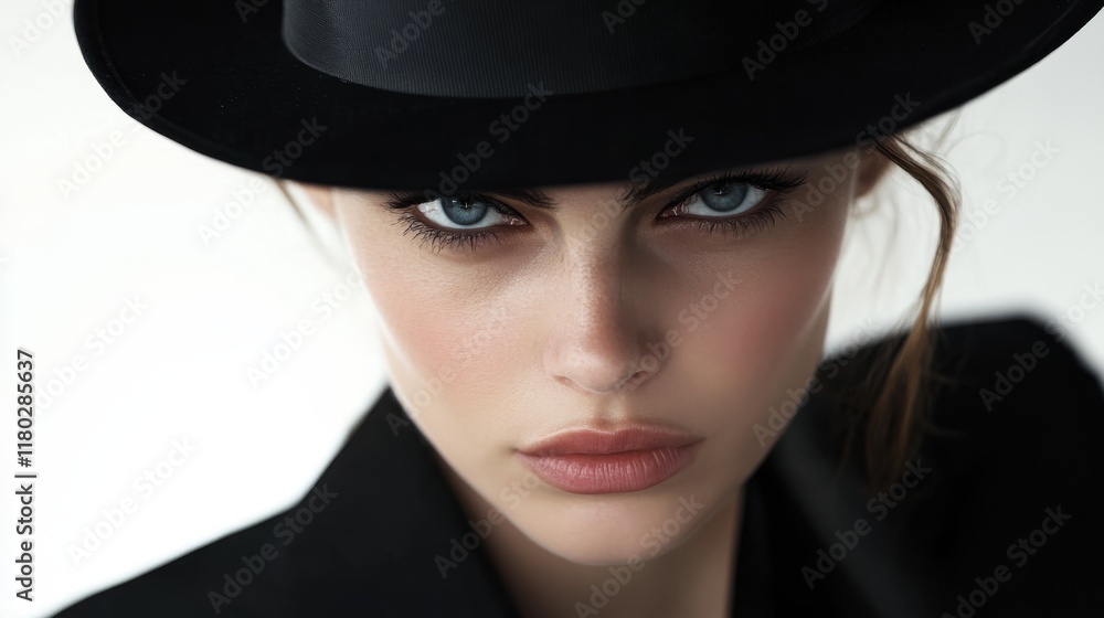 Close-up of a young Italian Mafia woman wearing black clothes. Beautiful young Italian woman with a cold and ruthless expression. Close-up of a young Italian Mafia woman wearing black clothes. Beautiful young Italian woman with a cold and ruthless expression.