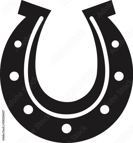 Lucky Horseshoe Icon,horseshoe emblem, black isolated silhouette vector illustration. 
