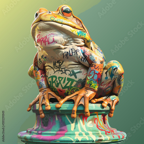 graffiti statue of frog 