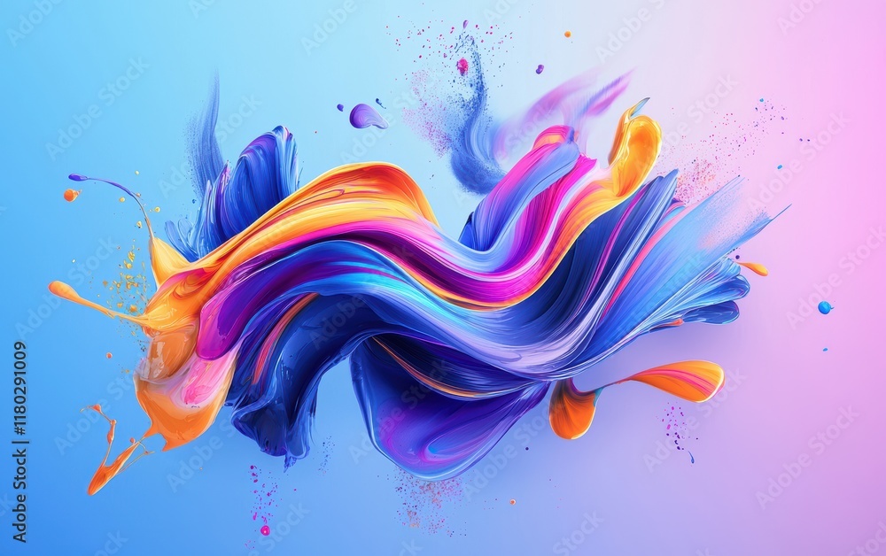 Obraz premium A vibrant abstract background with colorful brushstrokes and splashes of paint, creating a dynamic and artistic vibe