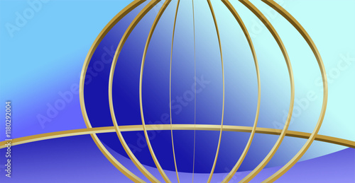 composition of empty space in blue and purple gradations with gold curved lines as background design inspiration for graphic visual arts or decorative designs in applied arts