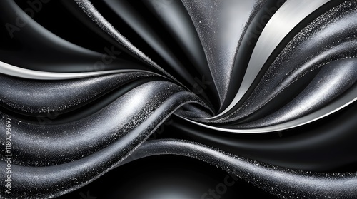 elegant black and silver gradient design with flowing abstract patterns