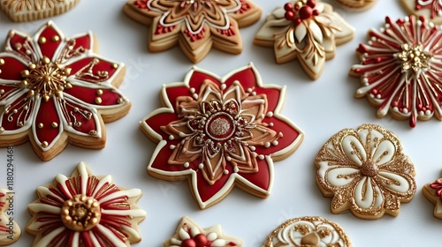 Festive Christmas cookies with intricate designs photo