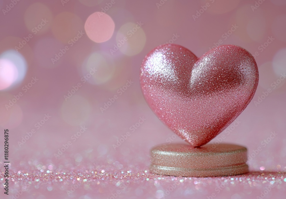 Fototapeta premium A red heart on Valentine's Day with a sweet and romantic backdrop