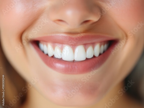 Radiant smile close-up showcasing perfect white teeth and oral health photo