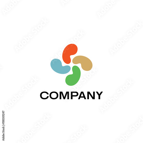 Abstract colorful rounded Peanut yin yang logo design editable vector brand identity corporates image 
