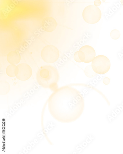 Glowing Golden Light Effects with Transparent Bokeh Overlays and Sparkling Particles