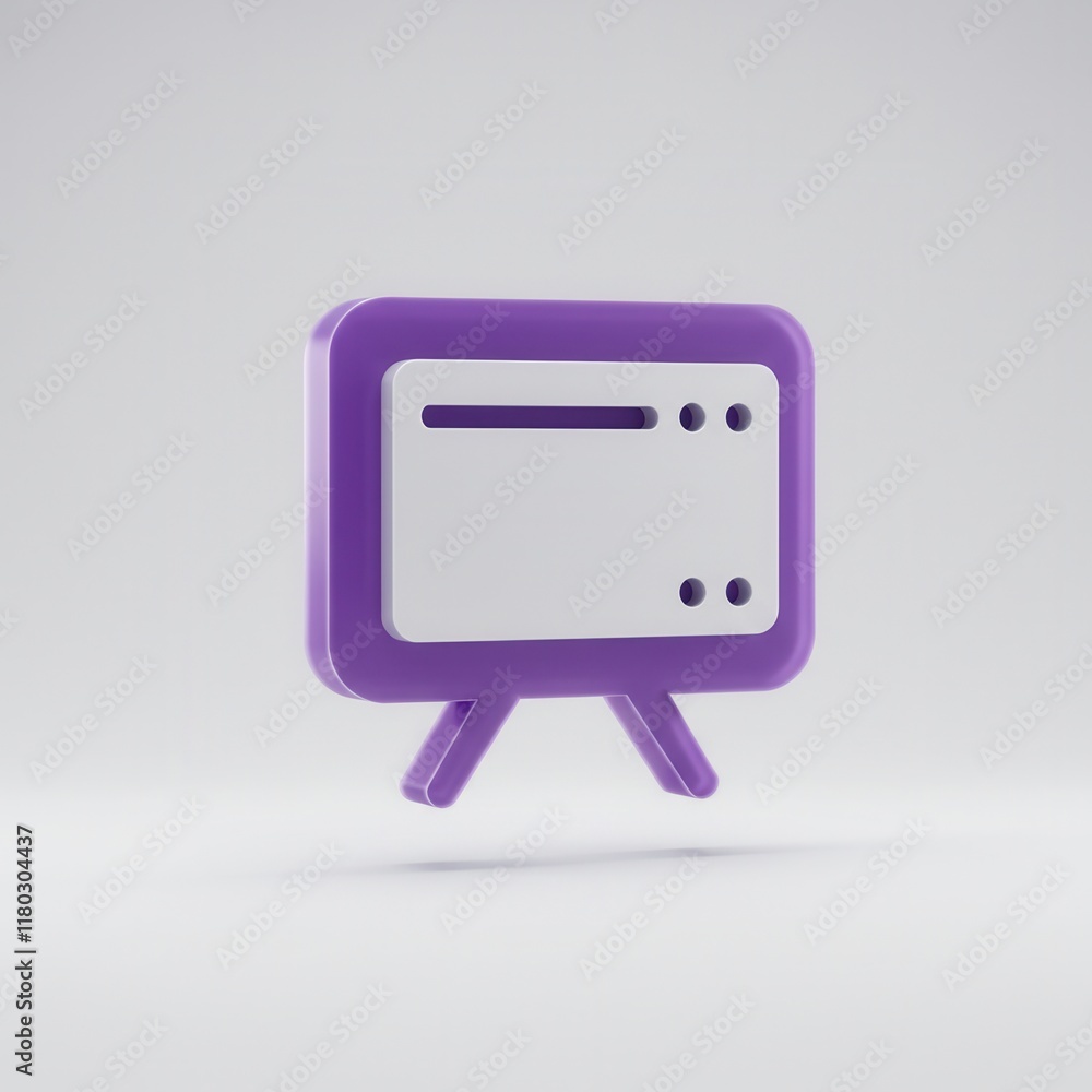 Minimalist purple television icon on light gray background Minimalist purple television icon on light gray background