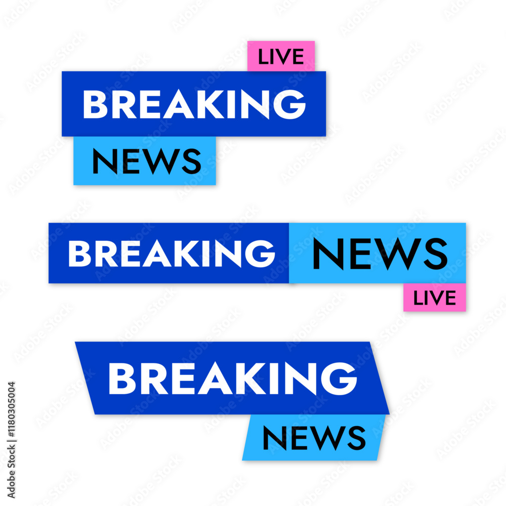 a set of news banners with the text of news in a live broadcast on TV broadcast in beautiful colors a set of news banners with the text of news in a live broadcast on TV broadcast in beautiful colors