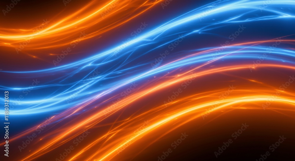Fiery Blue and Orange Abstract Waves Fiery Blue and Orange Abstract Waves