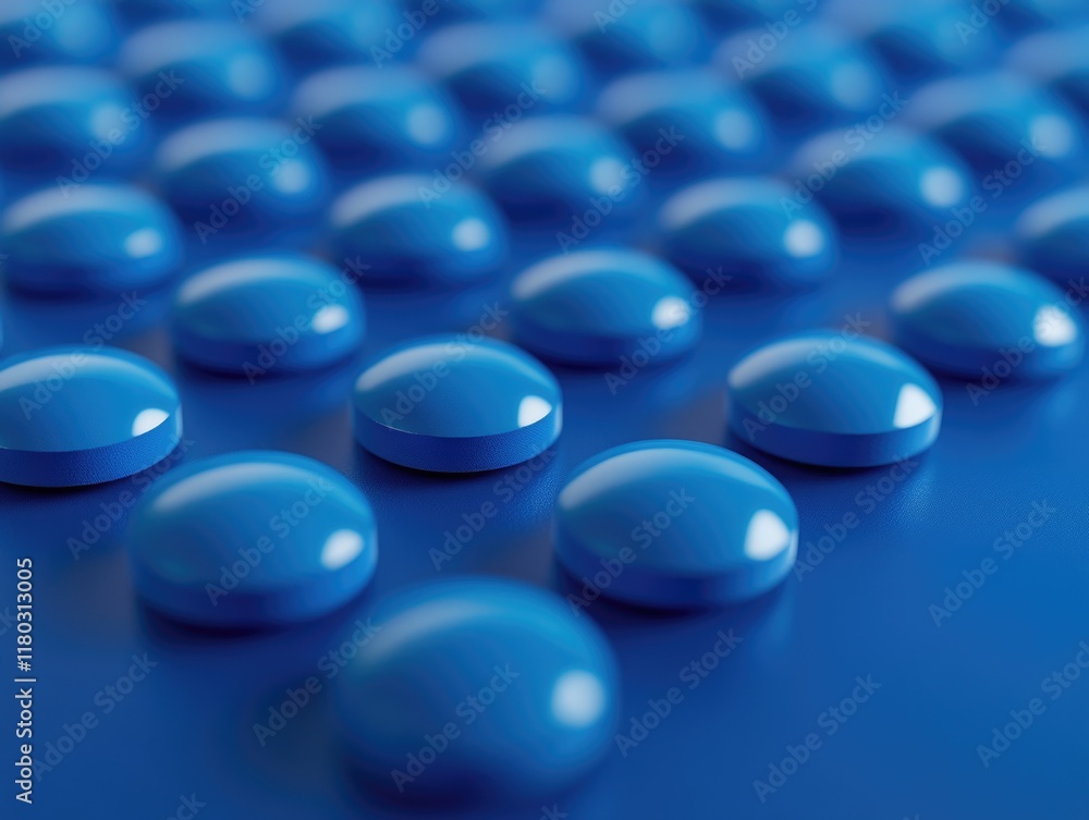 Blue pills on surface Blue pills on surface