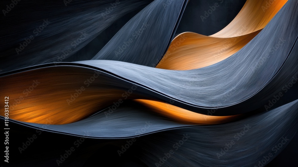 A black and orange wave with a yellow stripe A black and orange wave with a yellow stripe