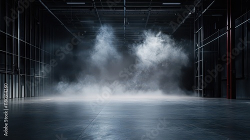 empty floor with smoke on dark backgroundempty floor with smoke on dark background photo