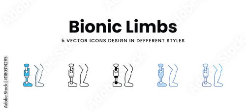 Bionic Limbs icons different style vector stock illustration