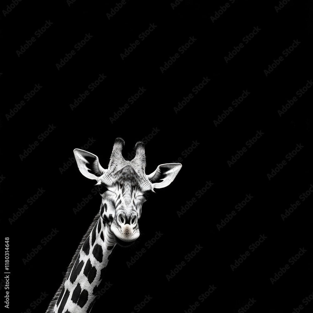 Obraz premium A giraffe photographed in monochrome tones