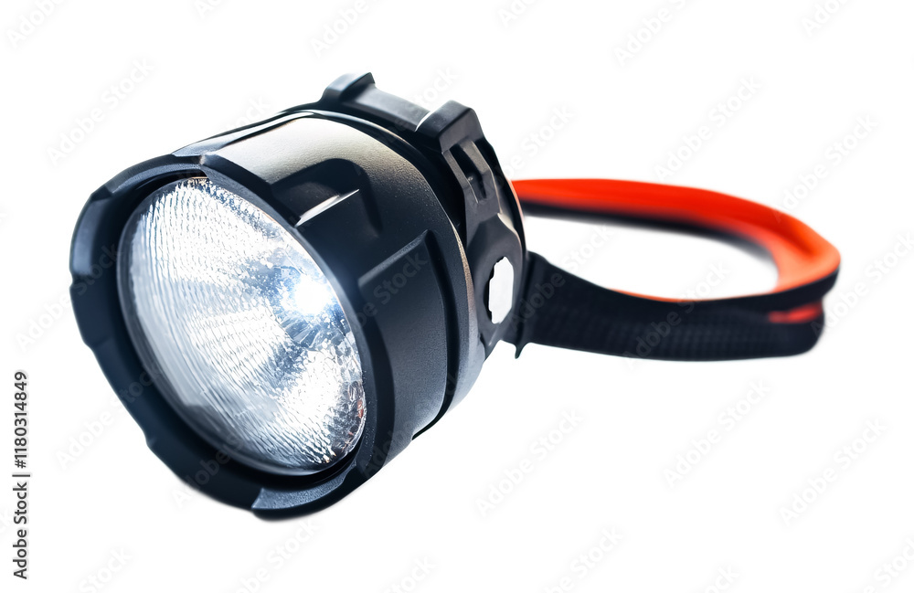 Bright Headlamp for Nighttime Adventures Isolated on White Background Bright Headlamp for Nighttime Adventures Isolated on White Background
