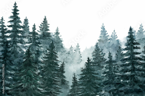 Watercolour forest landscape