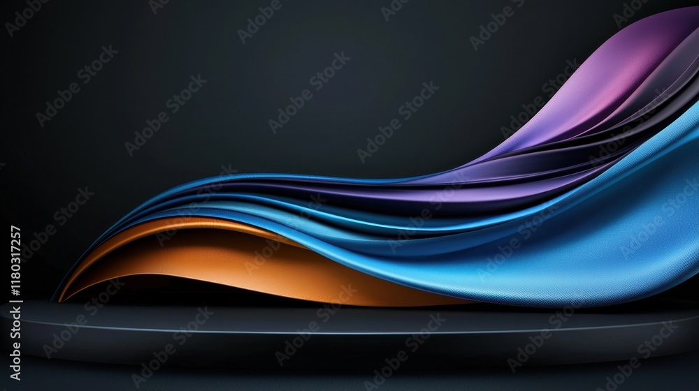 Obraz premium A colorful piece of fabric is displayed on a black background