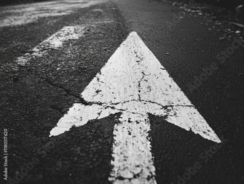 Arrow painted on road photo