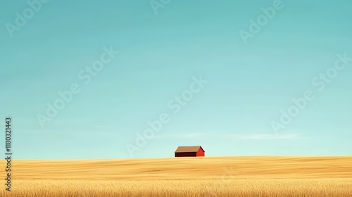 Serene Countryside Barn on Wheat Field photo