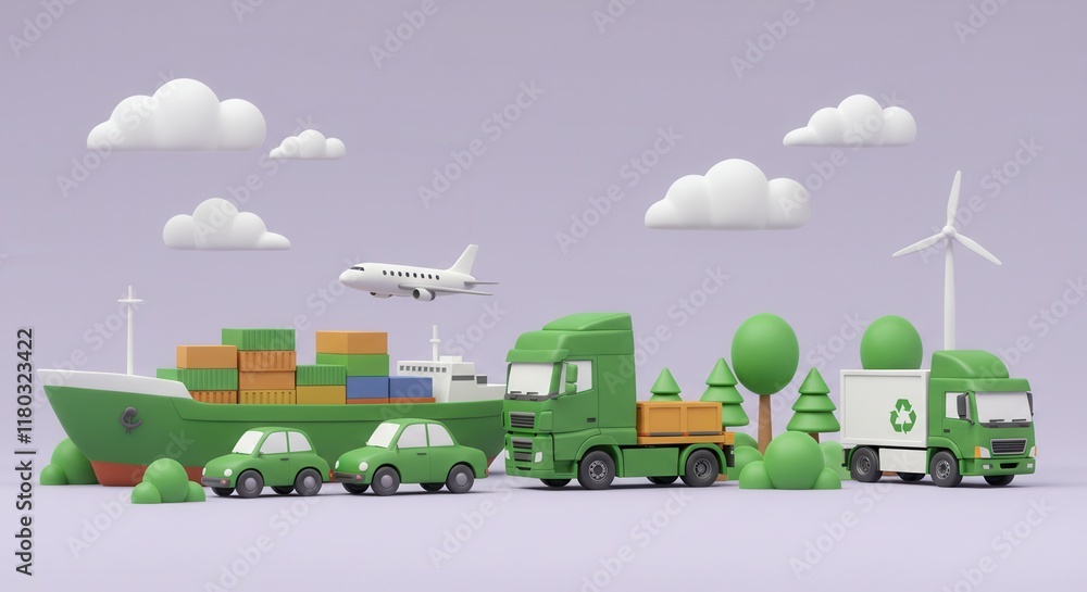 Naklejka premium Sustainable shipping and eco-friendly transport in a green future