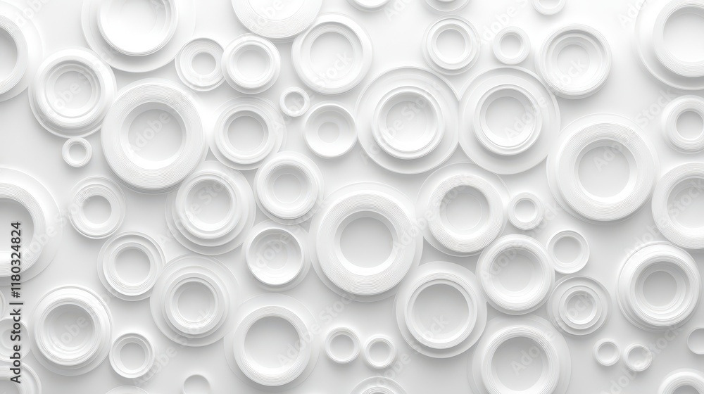 Concentric randomly offset white rings or circles steps fading out background wallpaper banner, close up flat lay top view from aboveConcentric randomly offset white rings or circles steps fading out Concentric randomly offset white rings or circles steps fading out background wallpaper banner, close up flat lay top view from aboveConcentric randomly offset white rings or circles steps fading out
