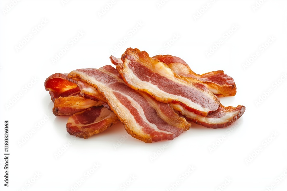 Fototapeta premium Slices of cured bacon isolated on white background