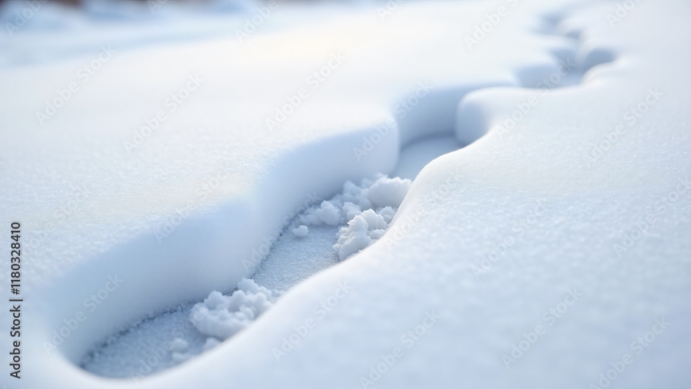 Close-up of fresh footprints and animal tracks in pristine snow. Crisp details, soft morning light, and crystalline textures evoke quiet winter beauty and life in snow. Close-up of fresh footprints and animal tracks in pristine snow. Crisp details, soft morning light, and crystalline textures evoke quiet winter beauty and life in snow.