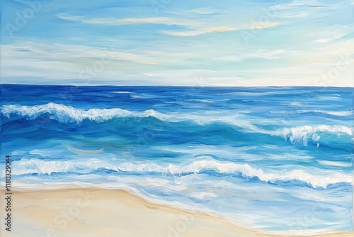 Serene Ocean Waves Crashing Gently on Sandy Shore