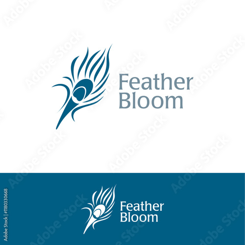 Feather Bloom Peacock logo design highlights vibrant elegance and innovative luxury, delivered as an editable vector brand identity.