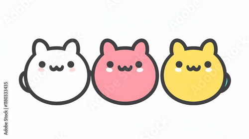 Wallpaper Mural Cute cartoon animal faces in various colors, simple design, playful. Torontodigital.ca