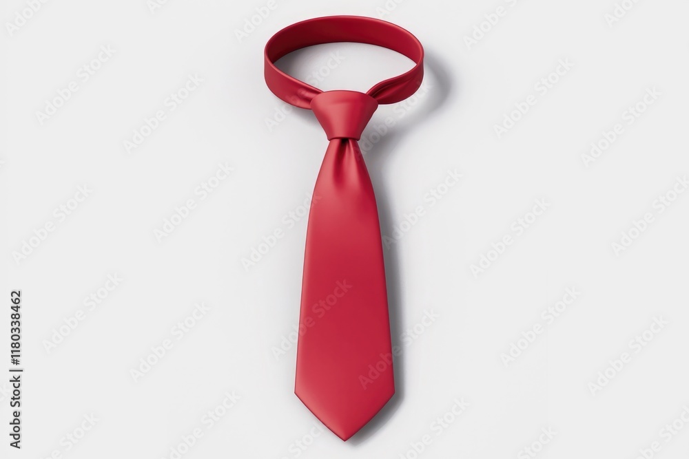 A crimson necktie, neatly knotted, isolated on a white background. A crimson necktie, neatly knotted, isolated on a white background.