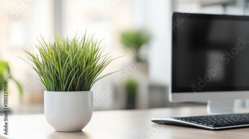 Business office without people with blurred bokeh backgroundBusiness office without people with blurred bokeh background photo