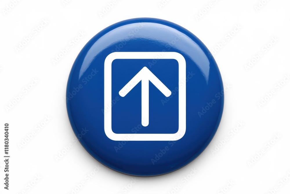 A blue circular button with a white upward arrow inside a square, signifying upward movement or progress. A blue circular button with a white upward arrow inside a square, signifying upward movement or progress.