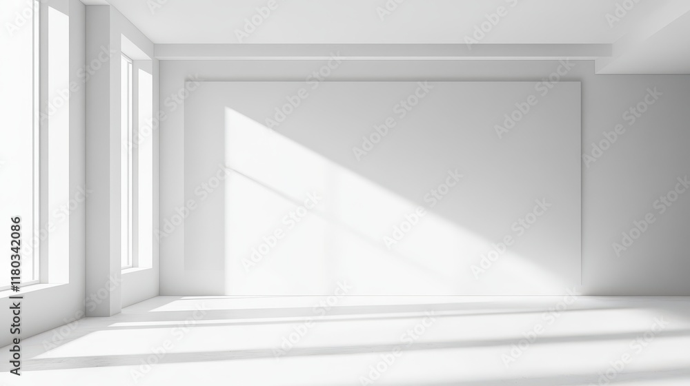 Obraz premium White open space office mock up wall side view