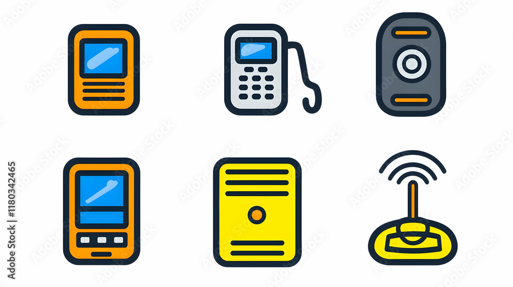 Colorful flat icons of various electronic devices. Colorful flat icons of various electronic devices.