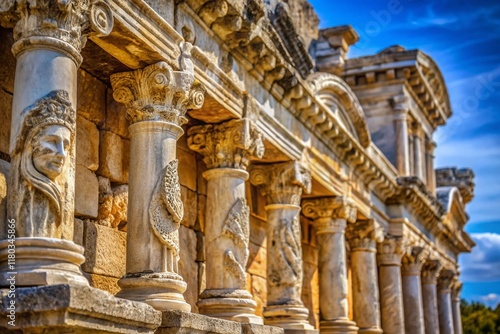 Macro Detail of Ancient Sebasteion Building, Aphrodisias, Turkey photo