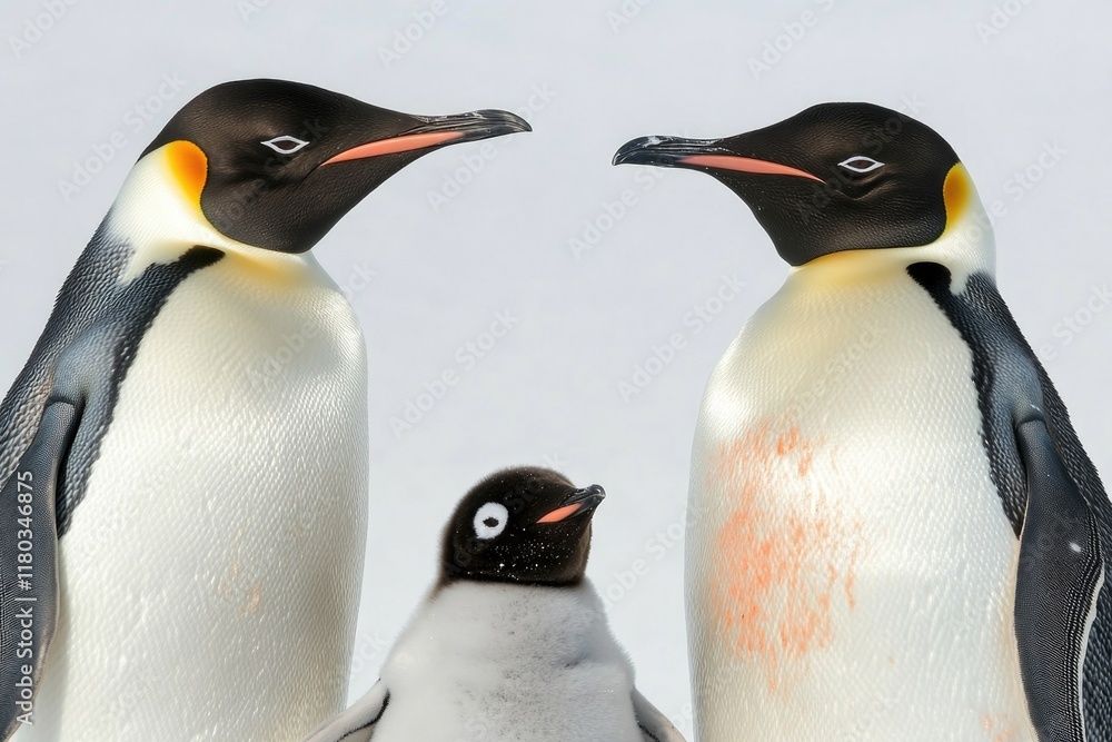 Fototapeta premium Two penguins stand side by side in a natural habitat
