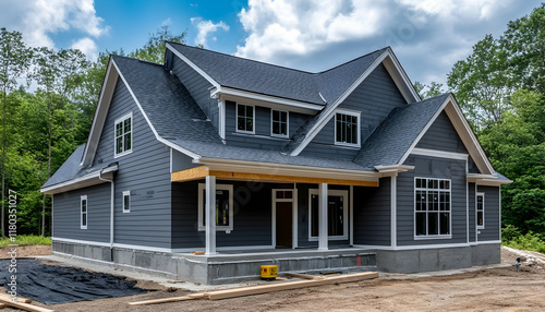 Builder carefully installing exterior siding and trim, ensuring perfect insulation and design AI Generated