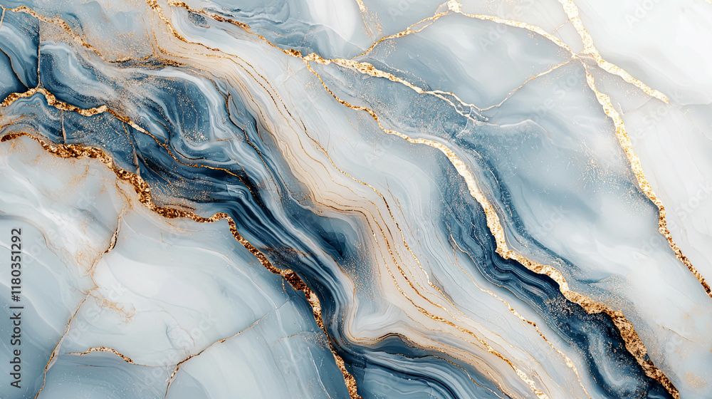 White and blue marble with golden streaks, intricate swirling patterns, hyper-realistic geological formations, glowing highlights White and blue marble with golden streaks, intricate swirling patterns, hyper-realistic geological formations, glowing highlights