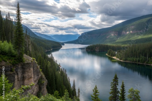 Clearwater Lake in Wells Gray Provincial Park, British Columbia, Canada . The lake is high up in the Cariboo Mountains and feeds the Clearwater River and then the Thompson River photo