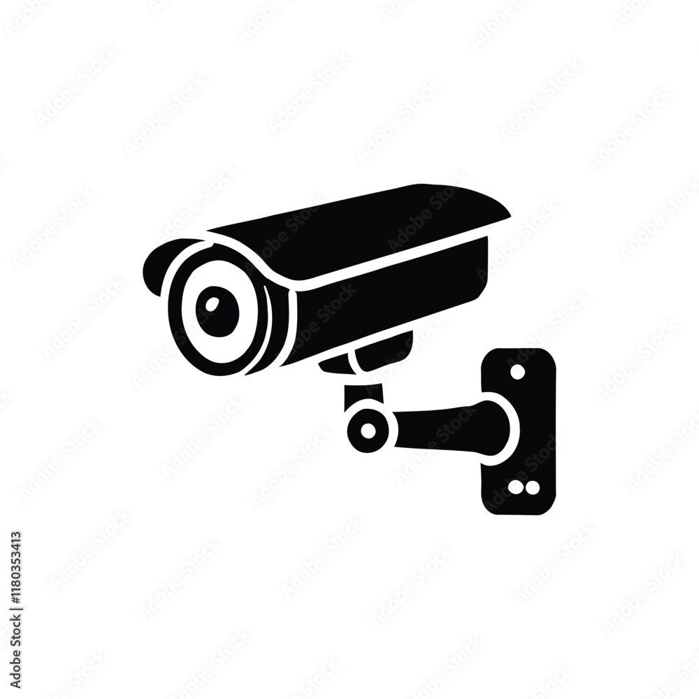 Minimalist CCTV Camera Silhouette Icon and logo for Surveillance and Security Minimalist CCTV Camera Silhouette Icon and logo for Surveillance and Security